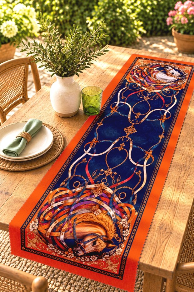 Horse and Horses' Hooves Patterned Runner / Tablecloth / Placemat