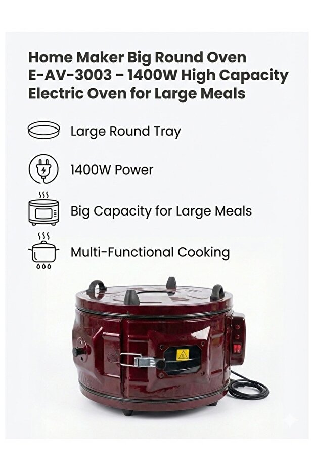 Home Maker Big Round Oven E-AV-3003, Red / Black