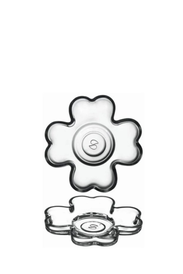 6 Pieces Yonca Tea Plate Set 4-Leaf Clover Shape, 110 Mm Diameter, 18.5 Mm Height Clear
