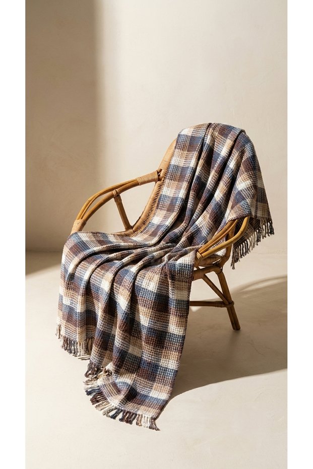 Cotton Scotch Plaid Patterned Double Blanket