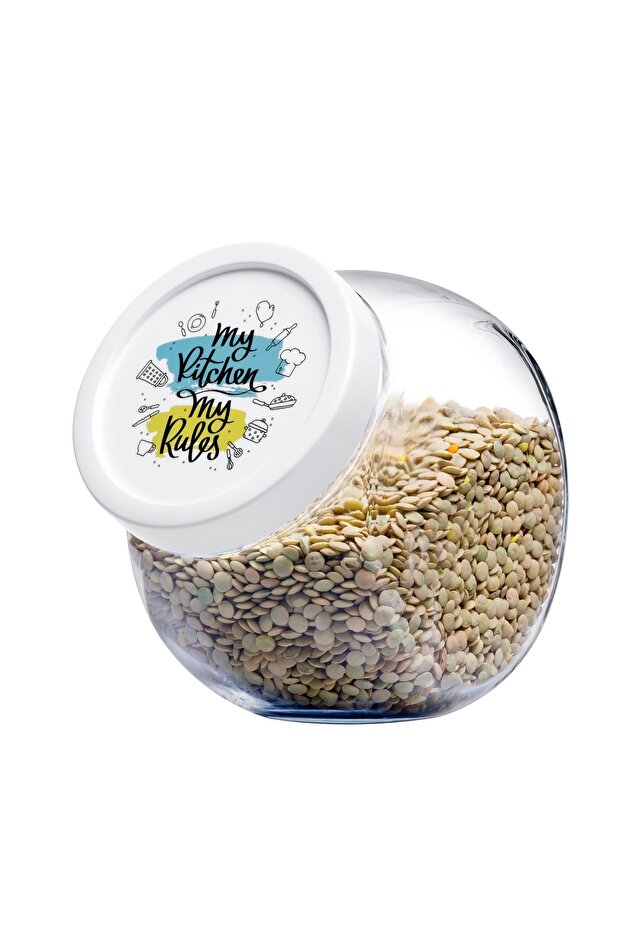 Bella Grafitti Glass Jar, 1500 Ml, 160 Mm Height Green