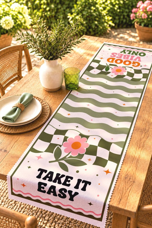 Good Vibes Only Patterned Runner / Tablecloth / Placemat
