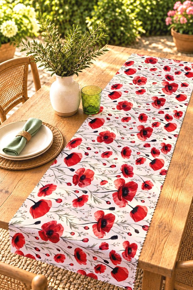 Poppy Patterned Runner / Tablecloth / Placemat