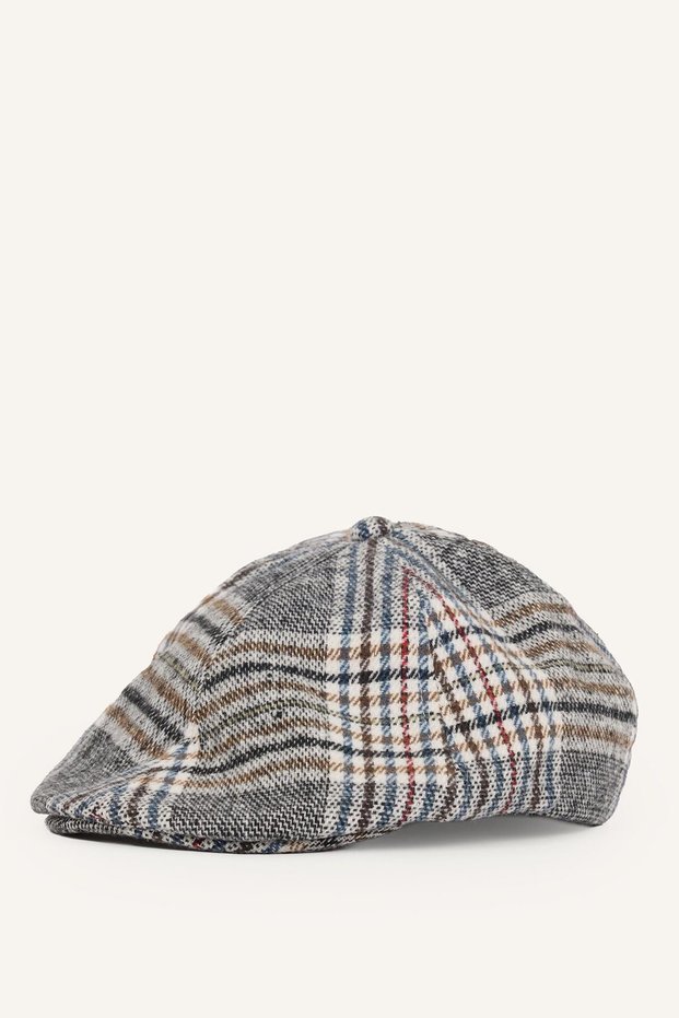 Men's Checkered Cashmere Beanie Cap Hat H5454Ax26Wn