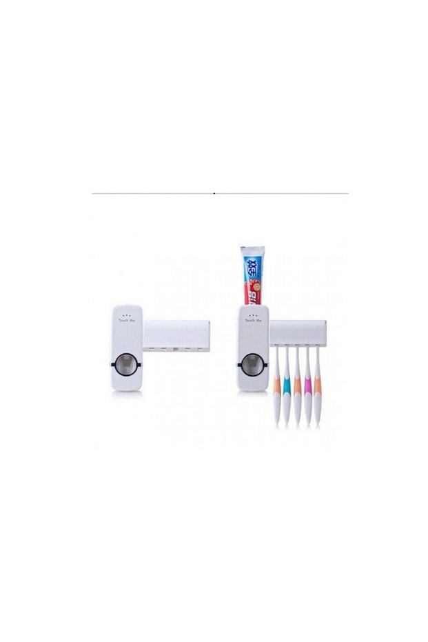 Toothpaste dispenser with holder for 5 toothbrushes