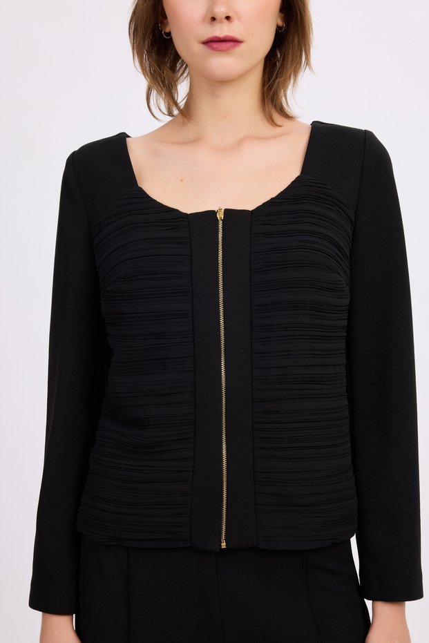 Drape detaylı fermuarlı bluz