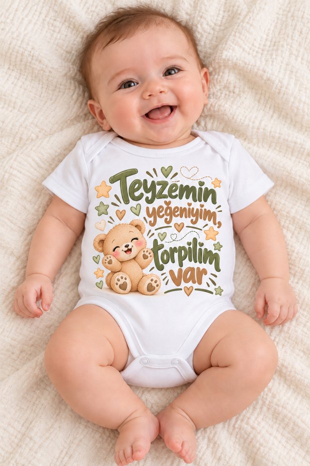 100% Cotton Baby Bodysuit – I'M My Aunt's Niece, I Have a Torpil Printed Snap Fastener Bodysuit