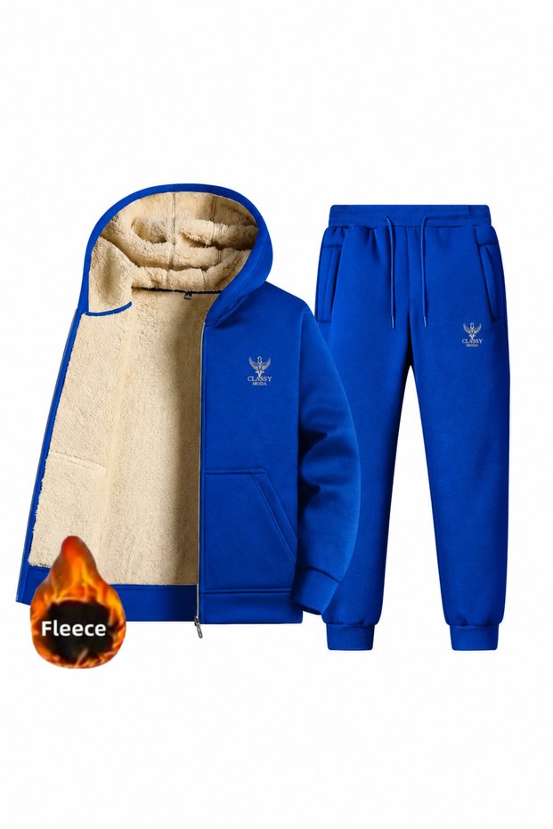 Thermal Tracksuit Set - 2-Piece - Bottom - Top - Embroidery - Hooded - 3 Thread Count - Top - Inner Welsoft - Sleeves Not Included