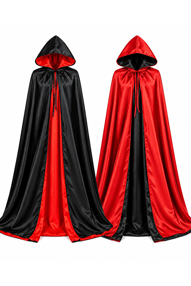 Red Hooded 160 cm Cloak Double Sided Witch Cape Halloween Costume Cloak Adult