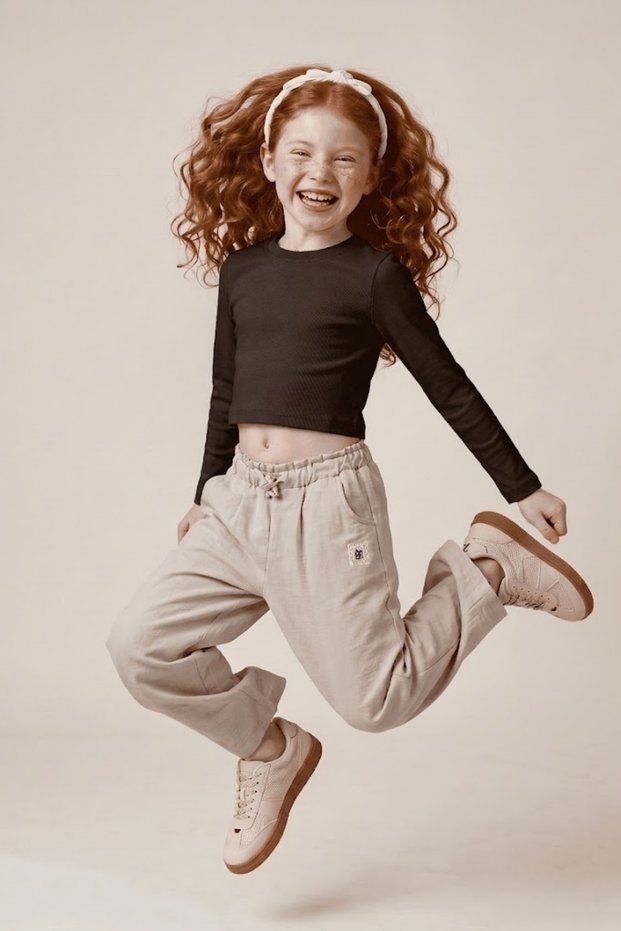 Black Girls' Long Sleeve Plain Buzi Blouse