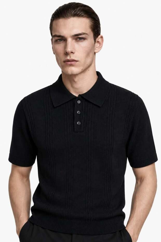 Men's Polo Neck Summer Knitwear T-Shirt