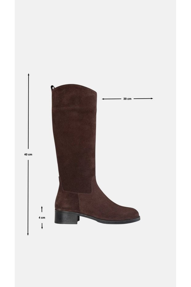 Harper Side Zipper Brown Suede Flat Boots