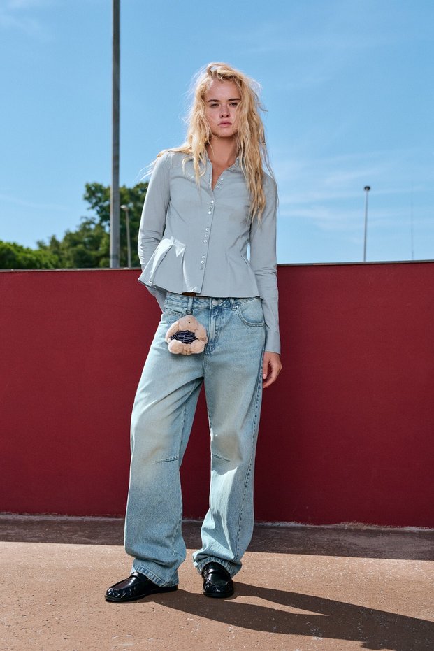 Yan dikişli barrel fit jean