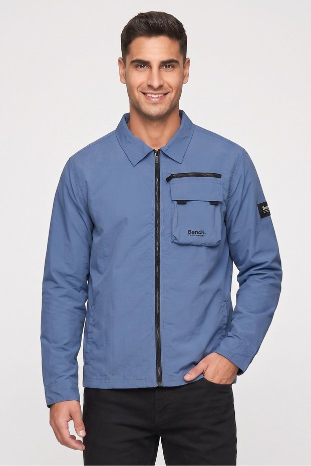 Men Brand Logo Long Sleeve Windbreaker Jacket, Slate Blue