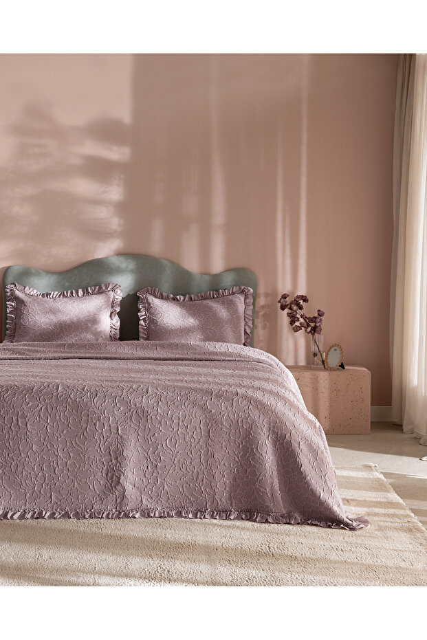 Crefurien cotton double bedspread - dusty rose
