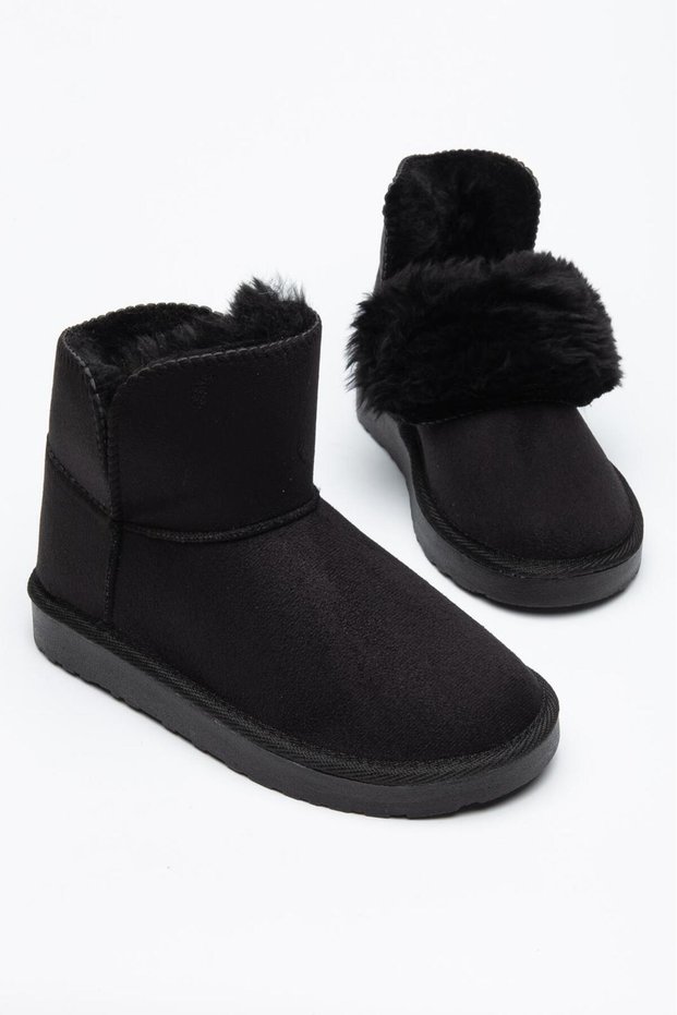 Aspen Women's Black Suede Boots with Thick Fur Lining