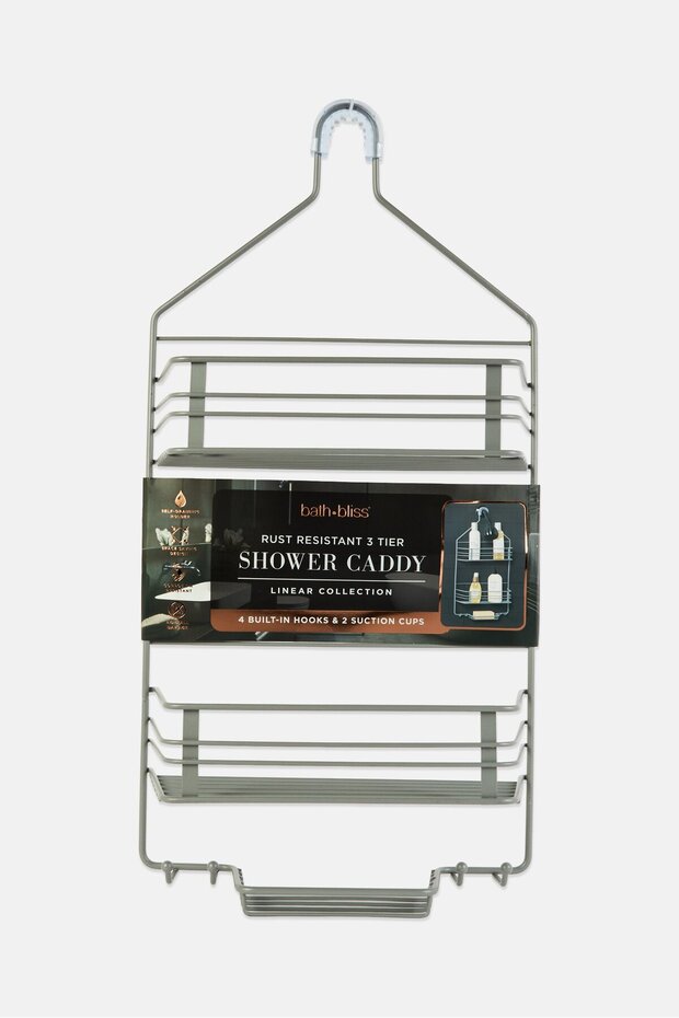 Rust Resistant 3 Tier Shower Caddy, Grey