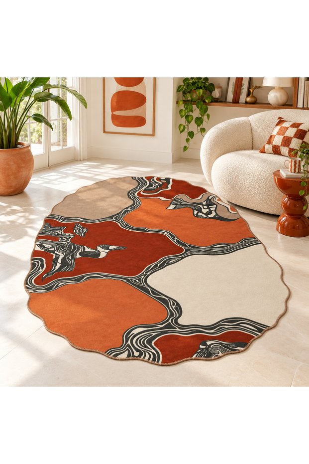 Auraplus Abstract Wave Pattern Woven Base Decorative Carpet Auraplus135