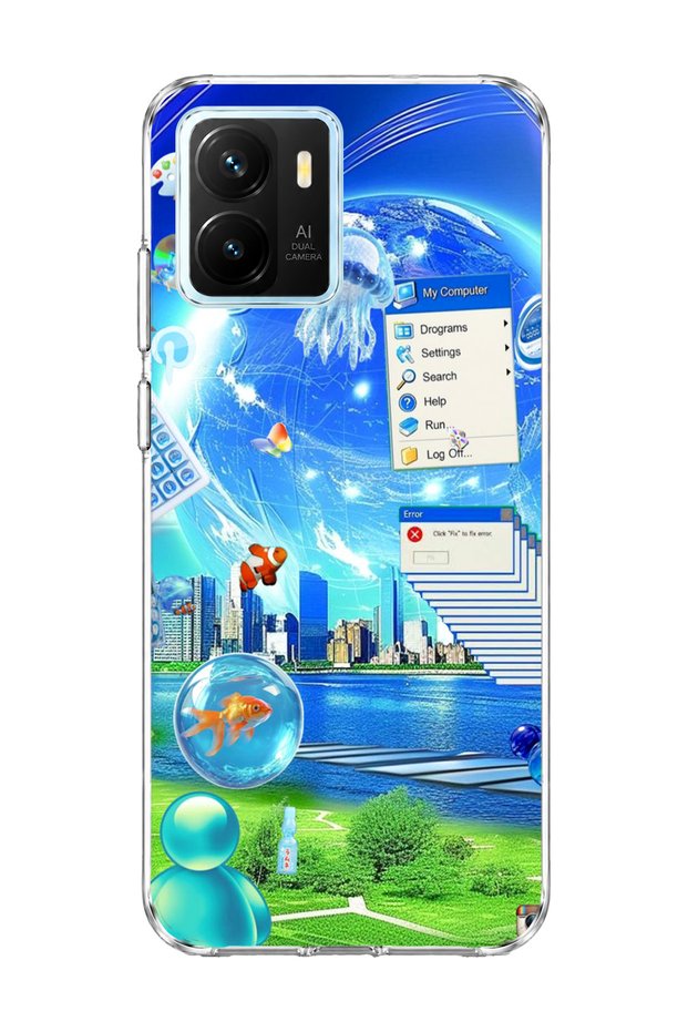 Vivo Y15S Compatible Transparent Phone Case with Jellyfish and City Print