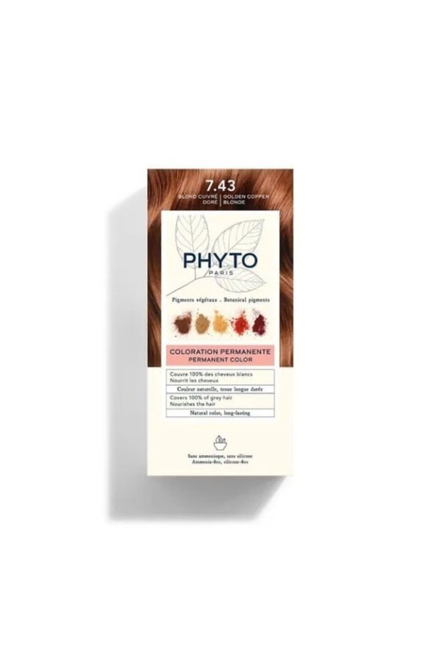 Vopsea de păr permanentă de lungă durată Phytocolor 7.43 Blond Auriu Cupru