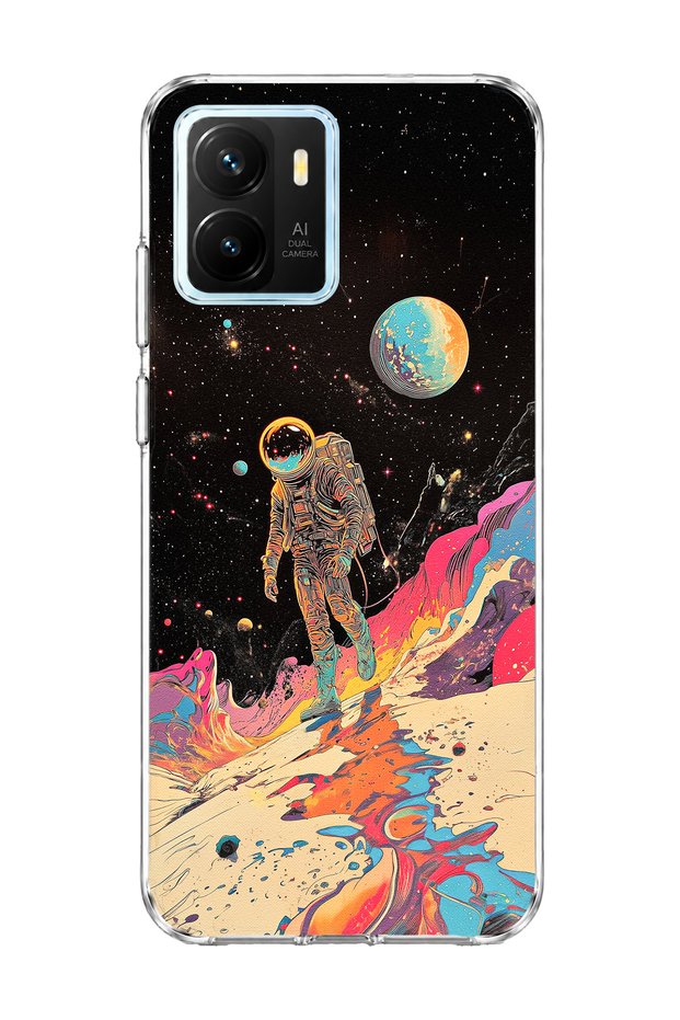 Vivo Y15S Compatible Astronaut Space Walk Printed Transparent Phone Case