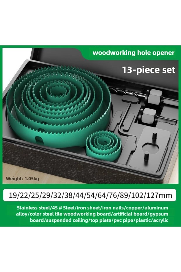 13pcs set BAOLIAN Hole Saw Set, Metal Core, 19-64/64-127/19-127mm Saw Cup Wood Crown, Drill Bit for
