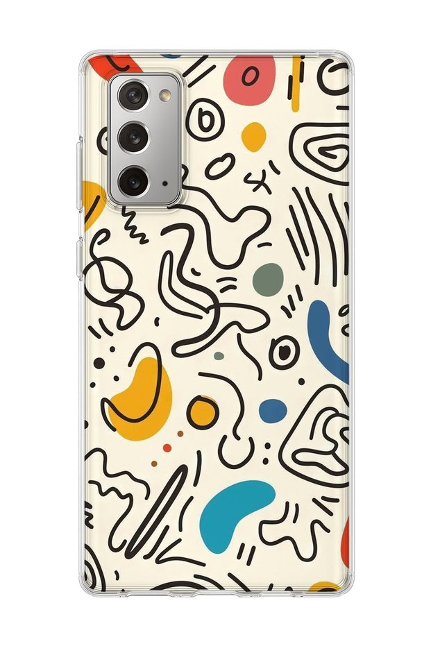 Samsung Galaxy Note 20 Compatible Colorful Abstract Scrawl Printed Transparent Phone Case