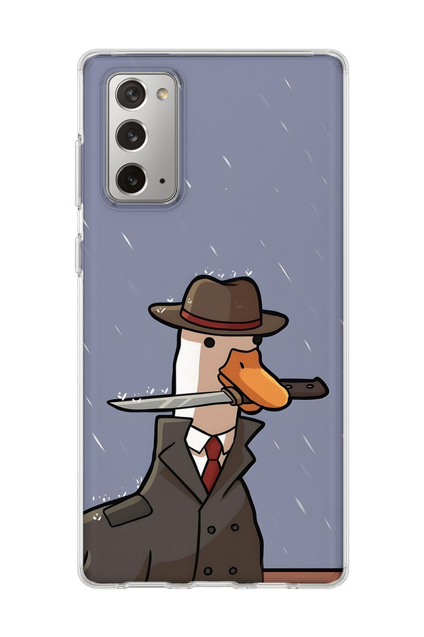 Samsung Galaxy Note 20 Compatible Hat Detective Goose Printed Transparent Phone Case
