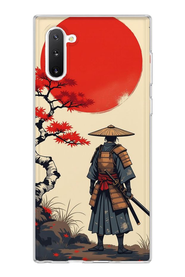 Samsung Galaxy Note 10 Compatible Samurai Red Sun Maple Printed Transparent Phone Case