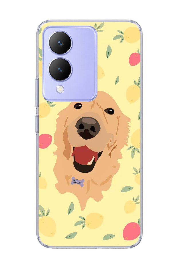 Vivo Y17S Compatible Yellow Dog Lemon Printed Transparent Phone Case