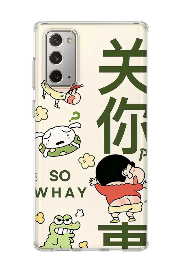 Samsung Galaxy Note 20 Compatible Funny Character Green Text Printed Transparent Phone Case