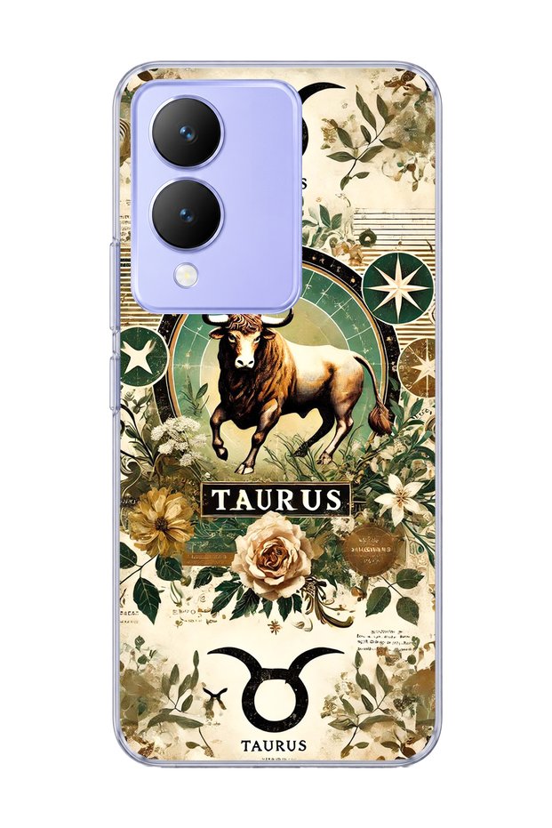Vivo Y17S Compatible Taurus Sign Printed Transparent Phone Case