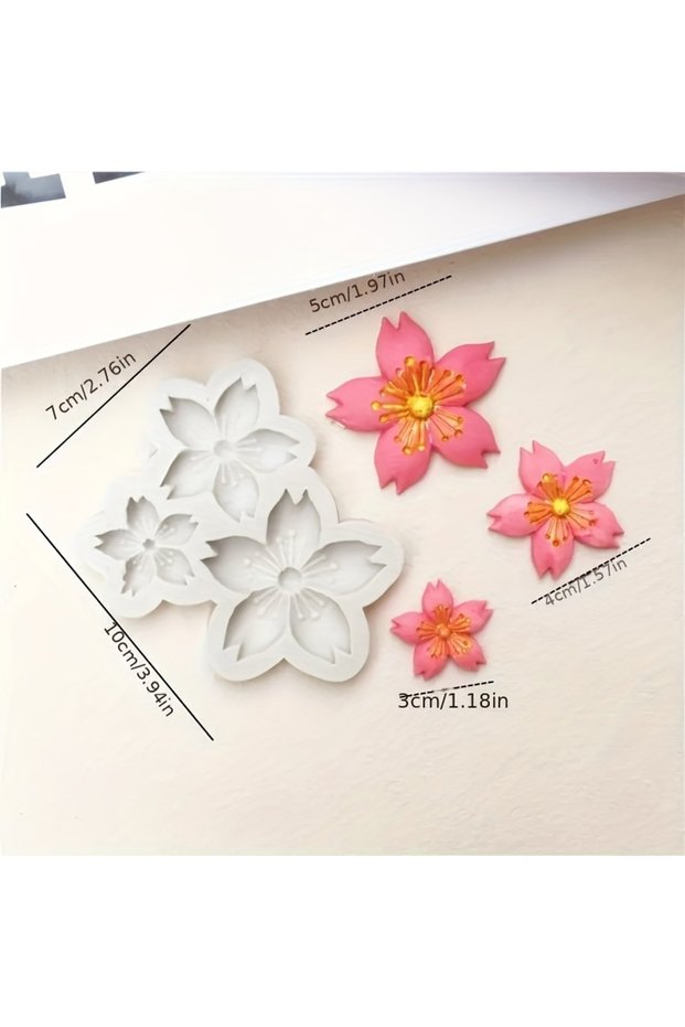 grey 1pc Cherry Blossom Silicone Mold, Resin Casting Mold, Suitable for Polymer Clay, DIY Crafts, So