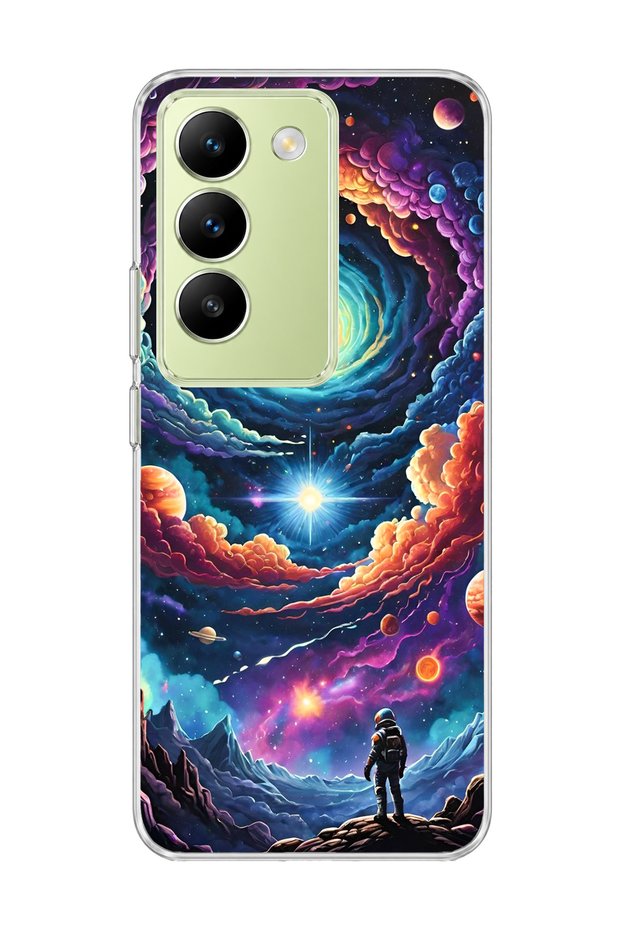 Vivo V30 Lite 4g Compatible Galaxy Swirl Astronaut Printed Transparent Phone Case