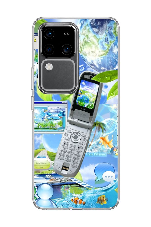 Vivo V30 5g Compatible Flip Phone Nature Printed Transparent Phone Case