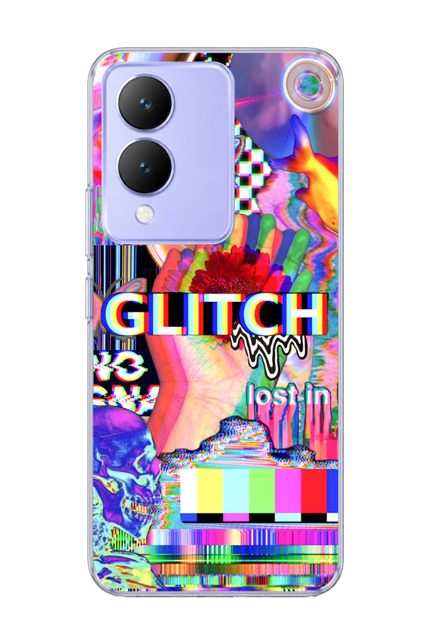 Vivo Y17S Compatible Colorful Screen Distortion Printed Transparent Phone Case
