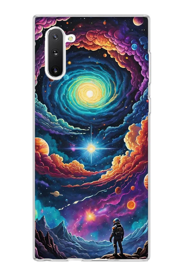 Samsung Galaxy Note 10 Compatible Galaxy Swirl Astronaut Printed Transparent Phone Case