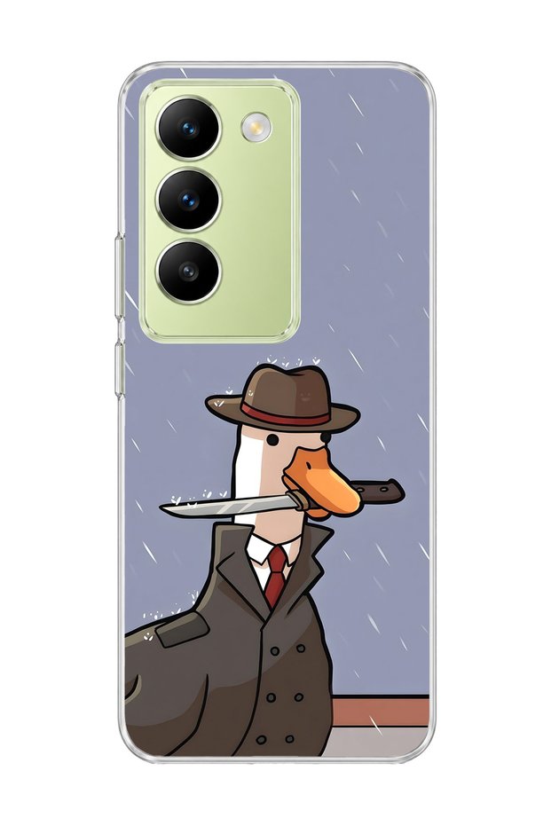 Vivo V30 Lite 4g Compatible Hat Detective Goose Printed Transparent Phone Case