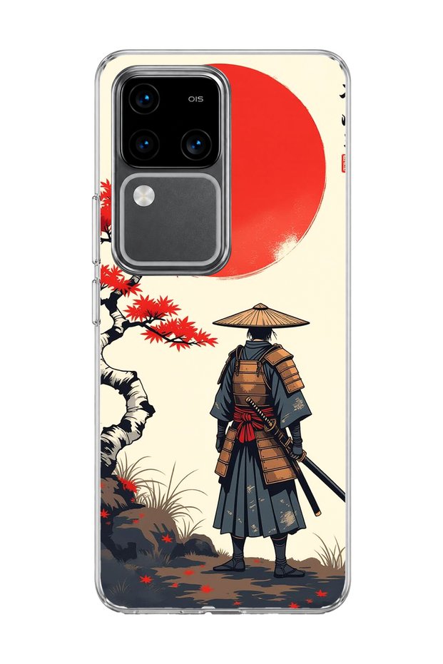 Vivo V30 5g Compatible Samurai Red Sun Maple Printed Transparent Phone Case