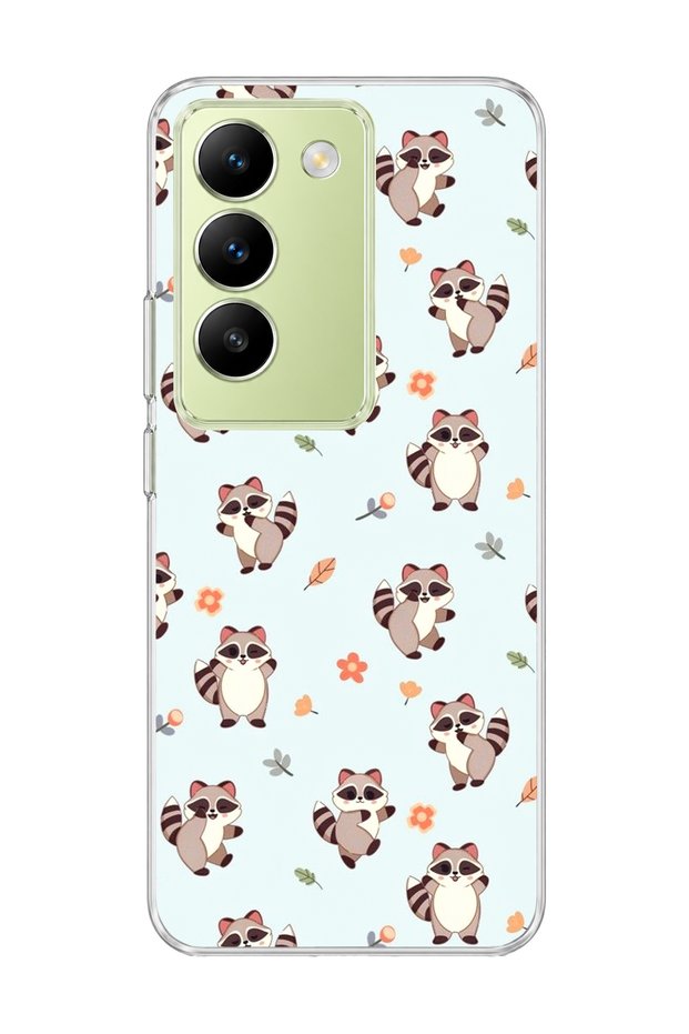 Vivo V30 Lite 4g Compatible Cute Raccoon Printed Transparent Phone Case