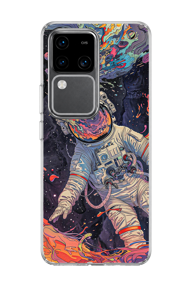 Vivo V30 5g Compatible Colorful Astronaut Printed Transparent Phone Case
