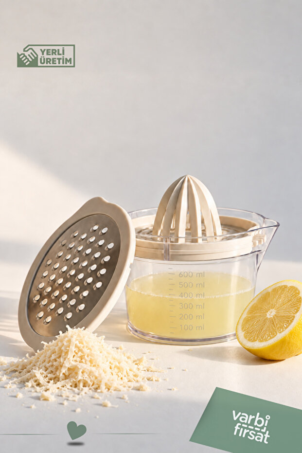 Multi-Purpose Lemon and Citrus Squeezer, Grater Set, 600 ml Measuring Bowl