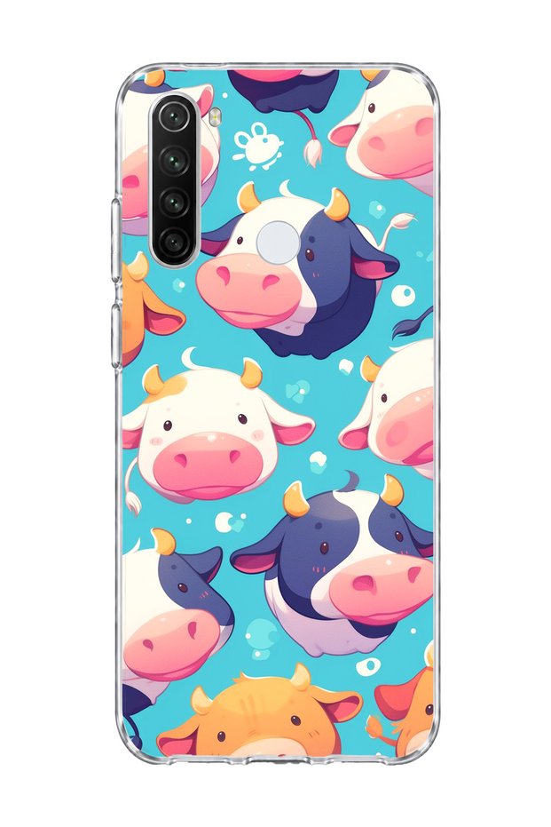 Redmi Note 8 Compatible Cute Cow Printed Transparent Phone Case