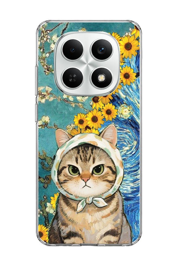Redmi Note 15 4g Compatible Starry Night Tabby Cat Printed Transparent Phone Case