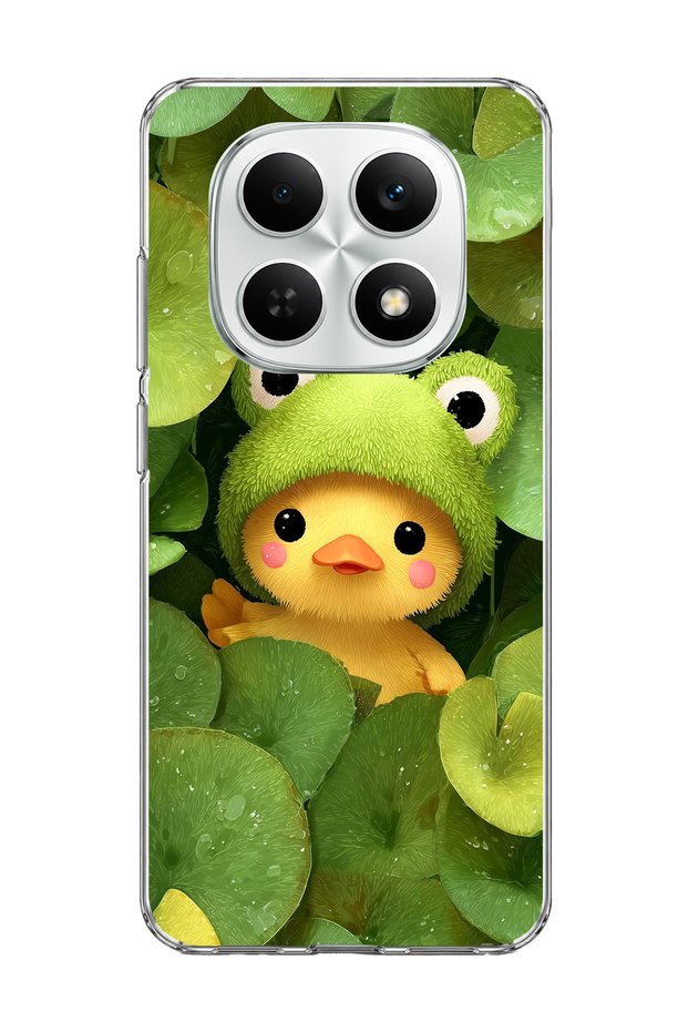 Redmi Note 15 4g Compatible Transparent Phone Case with Frog Hat and Duck Print