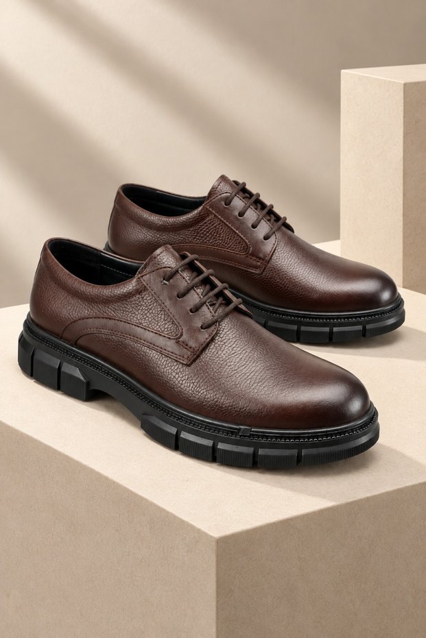 Orba Genuine Leather Lace-Up Thick Sole Men's Daily Classic Casual Shoes