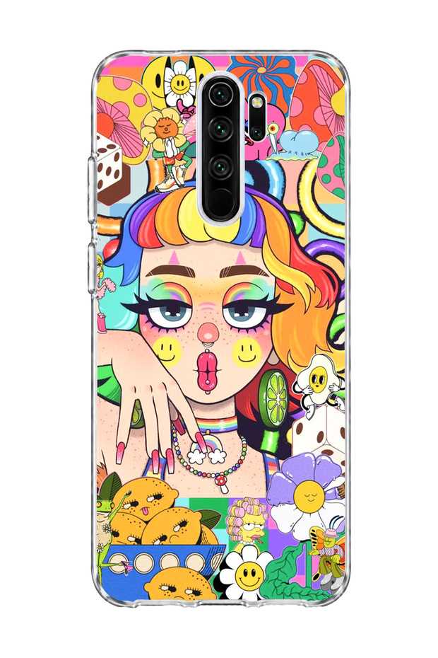 Redmi Note 8 Pro Compatible Rainbow Hair Girl Printed Transparent Phone Case