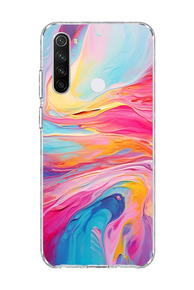 حافظة هاتف شفافة مطبوعة بتصميم رخامي سائل متوافق مع Redmi Note 8