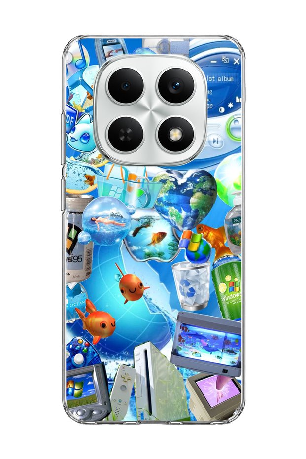 Redmi Note 15 4g Compatible Blue Bubble Fish Printed Transparent Phone Case
