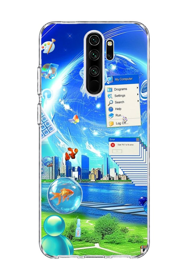 Redmi Note 8 Pro Compatible Transparent Phone Case with Jellyfish and City Print